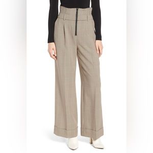 New Trouvé High Waist Wide-Legged Trousers Size 8 Earth Tone Check Plaid